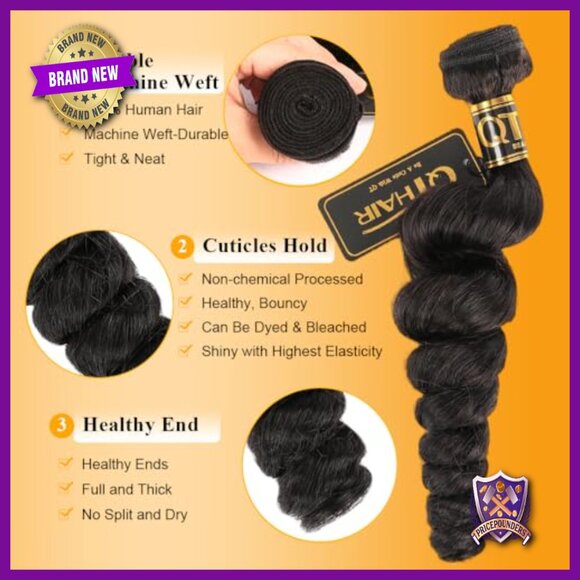 26in Brazilian Virgin Loose Wave Human Hair Bundle 100% Unprocessed